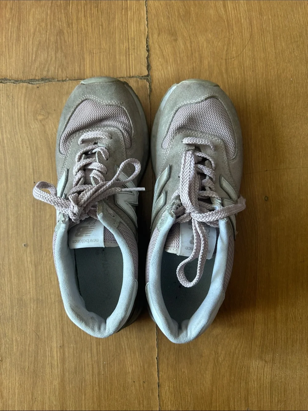 New Balance pink and tan sneakers